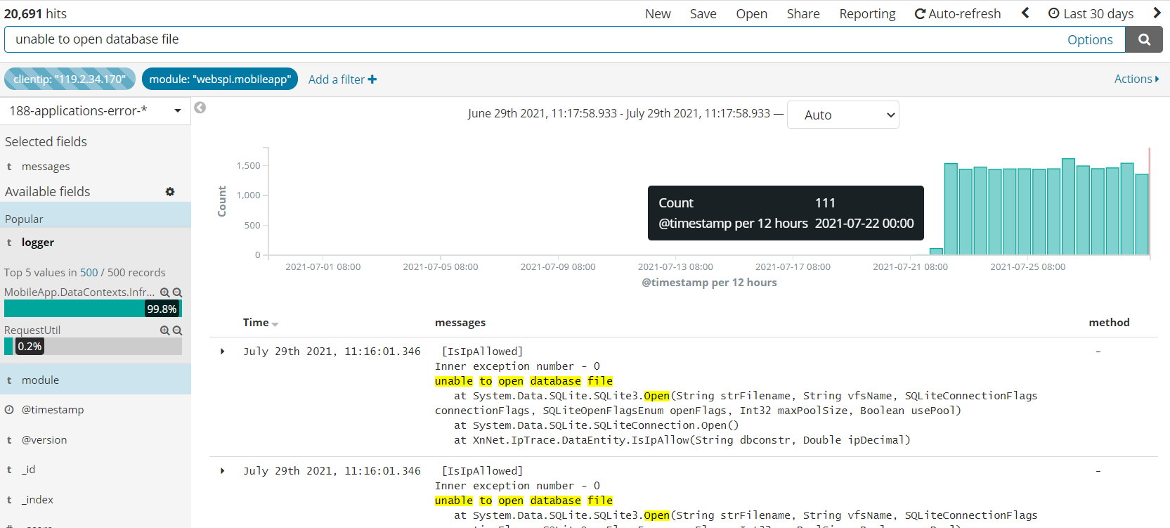 unable to open database file
